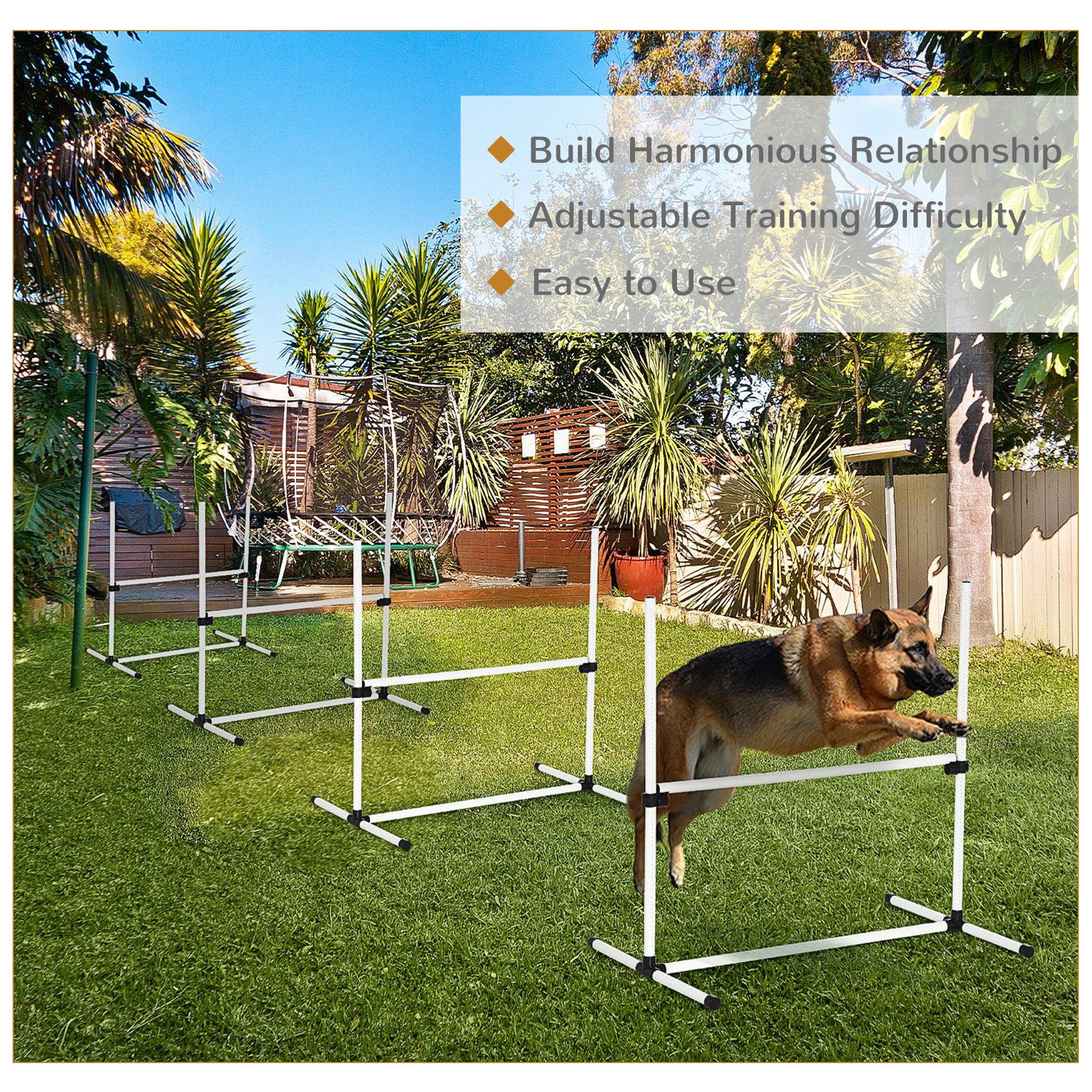 4-piece Dog Agility Training Equipment With Height-adjustable